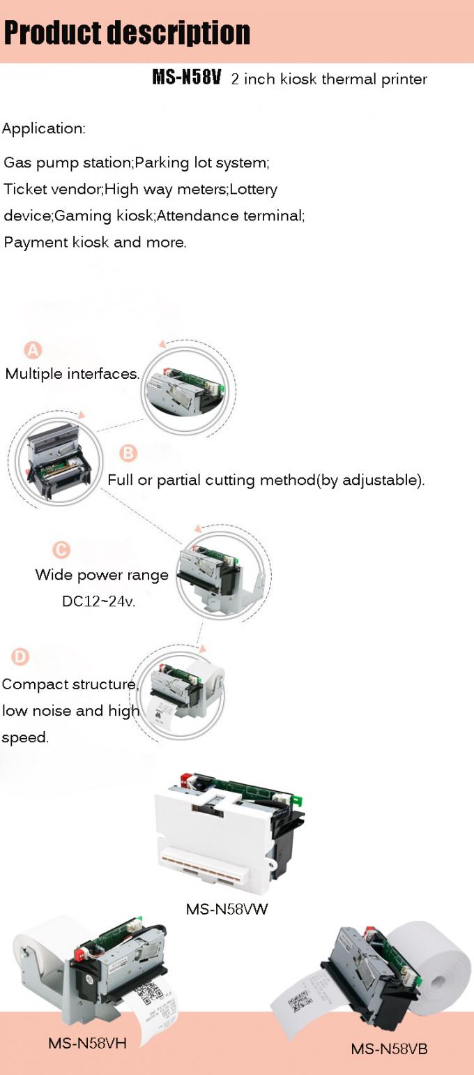Points de l'imprimante thermique 384 de bâti de panneau de mécanisme de 2 pouces avec tous en une structure